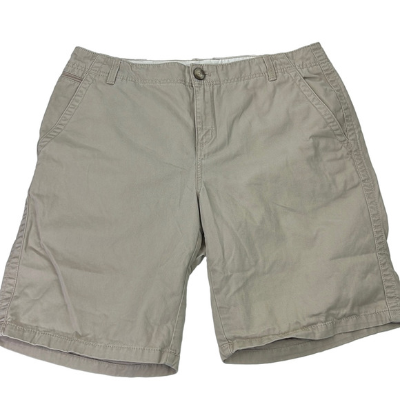 Eddie Bauer Women's Cotton Blend Khaki Beige Blakely Casual Fit Shorts size 14 - Picture 1 of 8